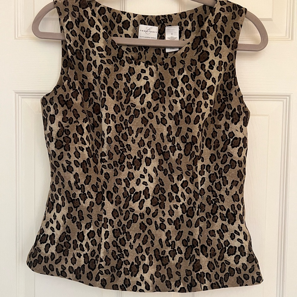 Emma James Leopard Print Sleeveless Camisole - Brown/Black
